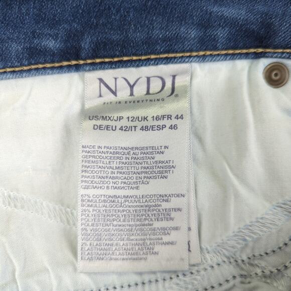 NYDJ Marilyn Straight Leg Jeans Distressed Stretch Women's Size 12 Cropped Sacha - Picture 8 of 9